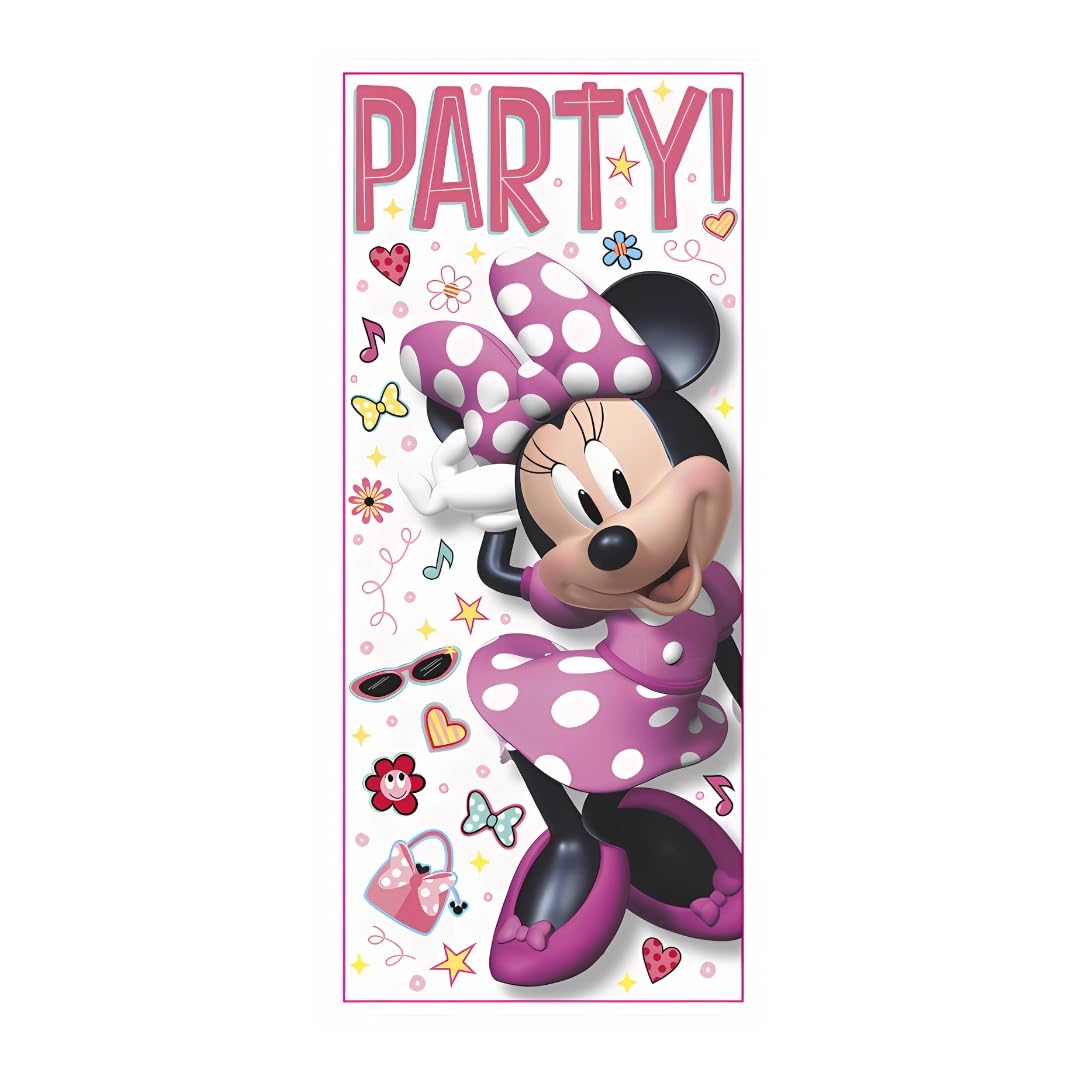 AMSCAN Unique 79251 Disney Iconic Minnie Mouse Door Party Poster, 2.25' (27") x 5' (60") 1ct, Multicolor,Bedroom