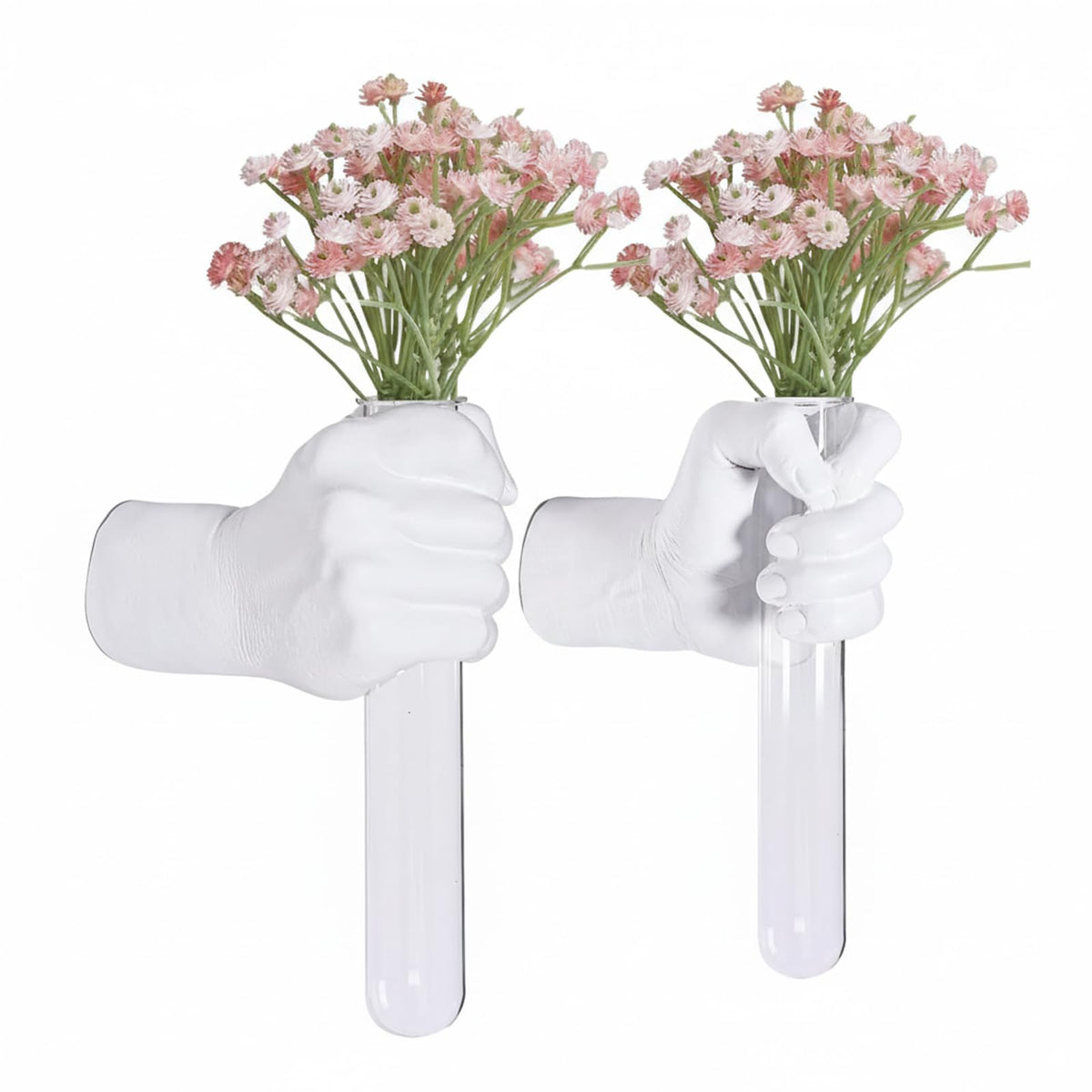 2 Pieces Wall Sculptures, Hands Vase Home Decor, Wall Mount Art Sculpture, Unique Wall Art Statue, Funky Flower Vase Decorations, Modern Eclectic Hanging Decor,Hands Statue (Black)