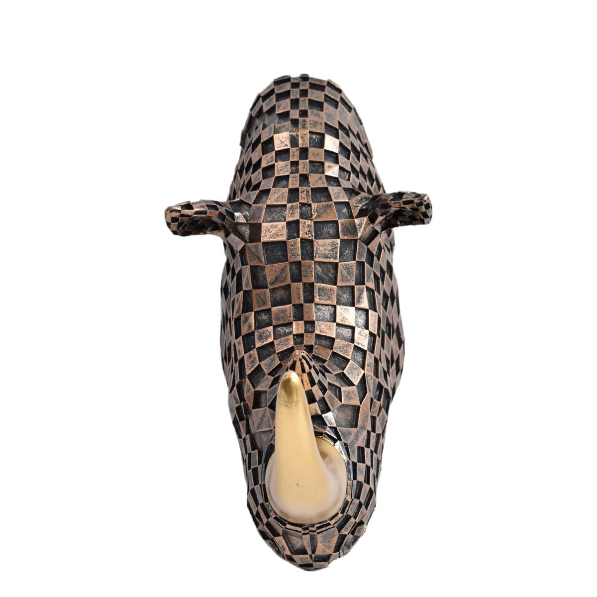 GIGICICI Mosaic Deer Head Wall Decor 15.7x8.7 Inch, Artistic Faux Resin Animal Head Wall Sculpture Hanging for Living Room Bedroom Kitchen Office, White-Gold Gift