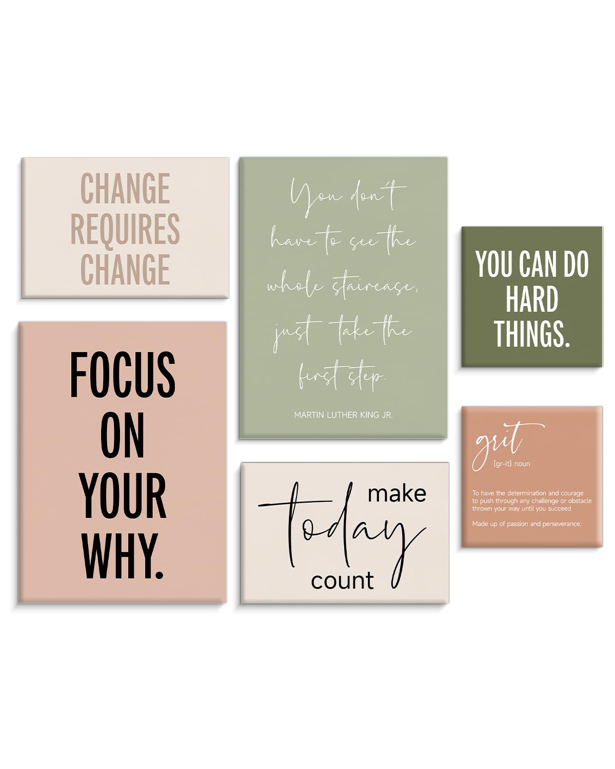 Framed Motivational Office Wall Decor, Set of 6 Boho Inspirational Prints