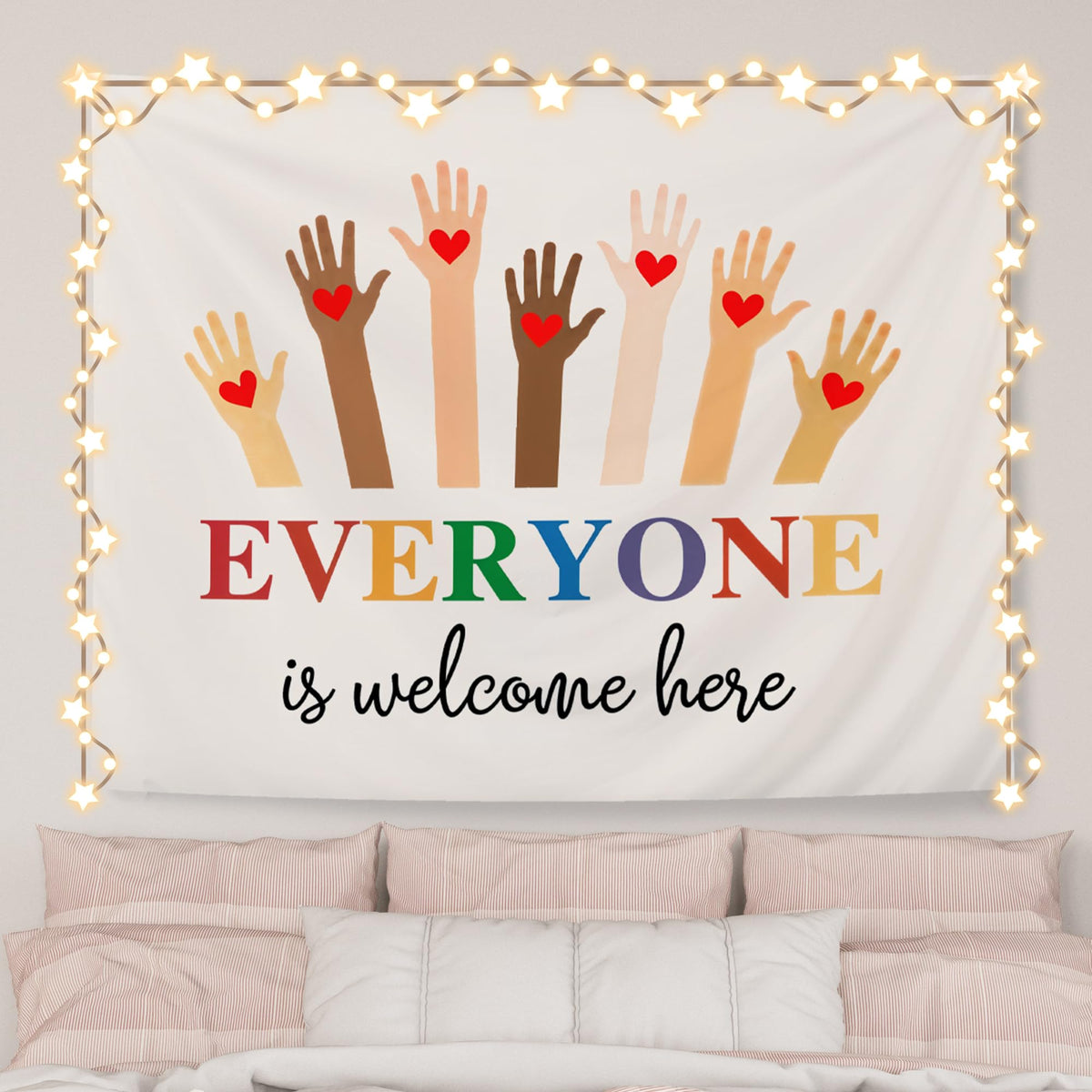 AQYIP What's the Best That Could Happen Inspirational Tapestry, Motivational Tapestry Decorative, Trendy Blue Positive Quote Wall Tapestries Blanket Decor for Home Office, 50x60 Inch