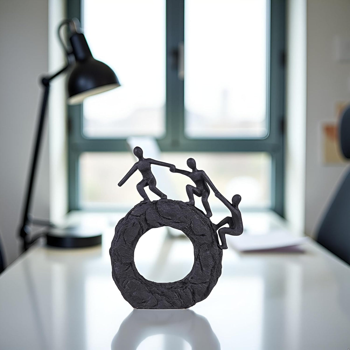 Abstract Sculptures - Living Room and Office Dynamic Climbing Wall Character Decoration, Black Statue 7x8x1.5 inches Elegant Black Home Decoration Gift Creativity