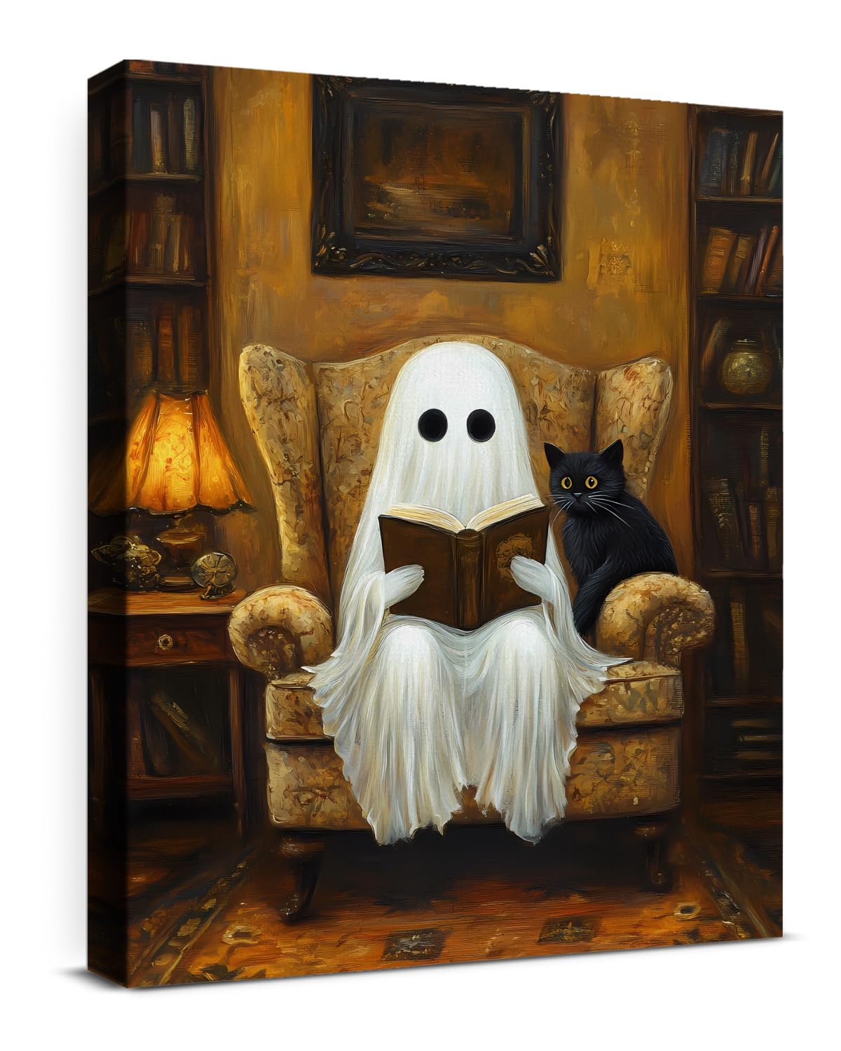 Funny Ghost Halloween Bathroom Wall Art Gothic Canvas Print Poster Framed