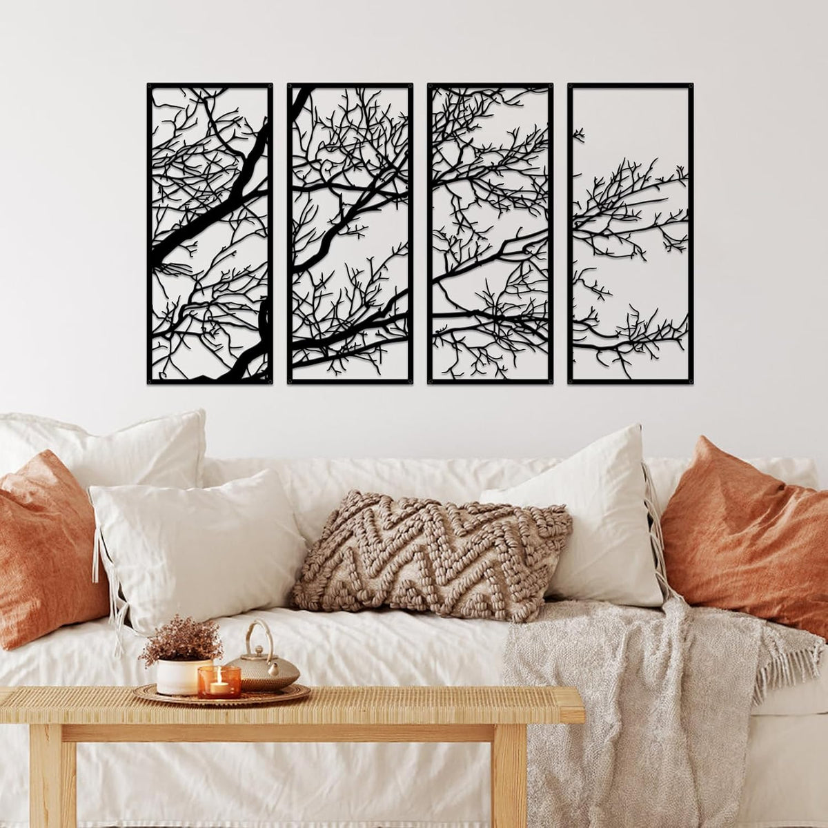 ESTART 4 Pieces Tree of Life Metal Wall Decor, Tree Branch Metal Wall Art