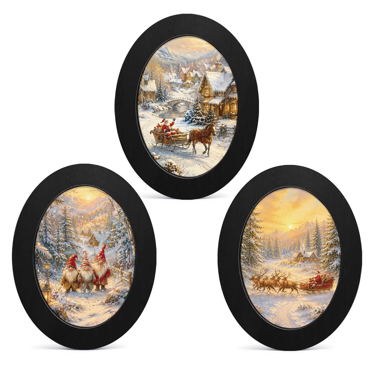 3Pcs Funny Ghost Halloween Bathroom Oval Wall Art Framed Spooky Decor