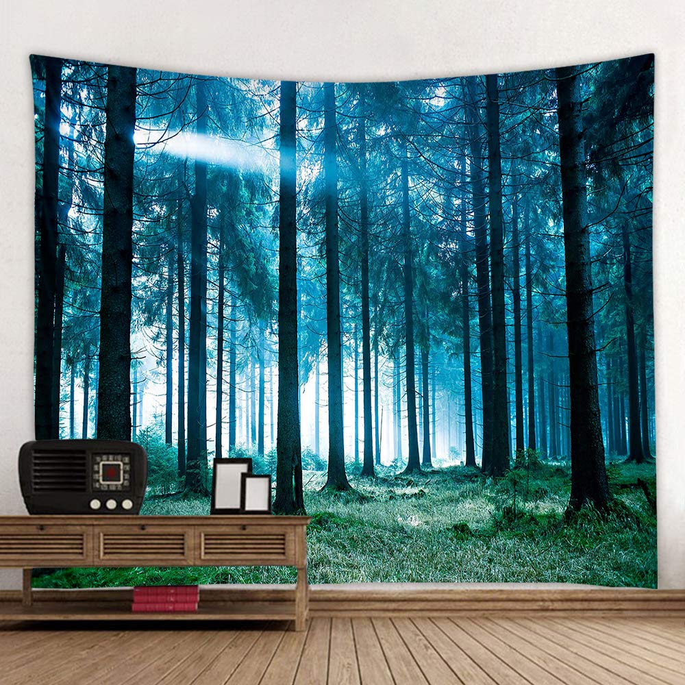 Llamazing Forest Tapestry Home Decor Landscape Living Room Bedroom Decoration Magic Tapestry Curtain (Looking Up at The Stars, 78''L×60''W)