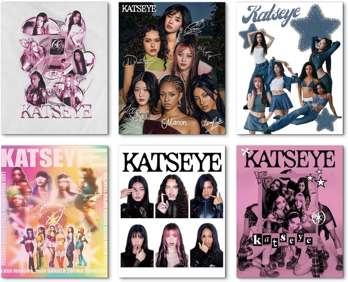 TUOCYERD Katseye Merch Katseye Poster 8x10 Inch Birthday Decorations for Room Aesthetic Music Wall Art for Teens Room Decor Gifts (Set of 6 Unframed)