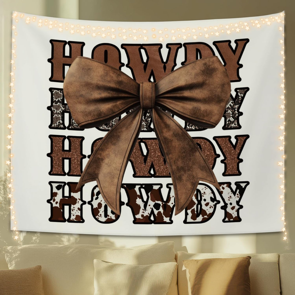 STHTTSW Wildflower Pink Bow Tapestry Aesthetic, Flower Tapestries Wall Blanket, Neutral Beige Botanical Wall Hanging Decor for Teen Girl Women Home Living Room Bedroom, 50x60 Inch