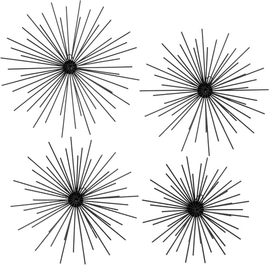 Shimeyao 4 Pcs Black Starburst Wall Decor Metal 3D Spike Wall Art Set