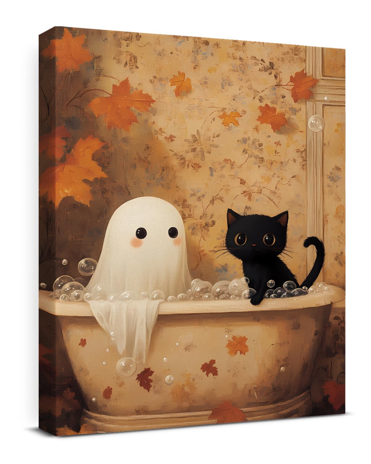 Funny Ghost Halloween Bathroom Wall Art Gothic Canvas Print Poster Framed