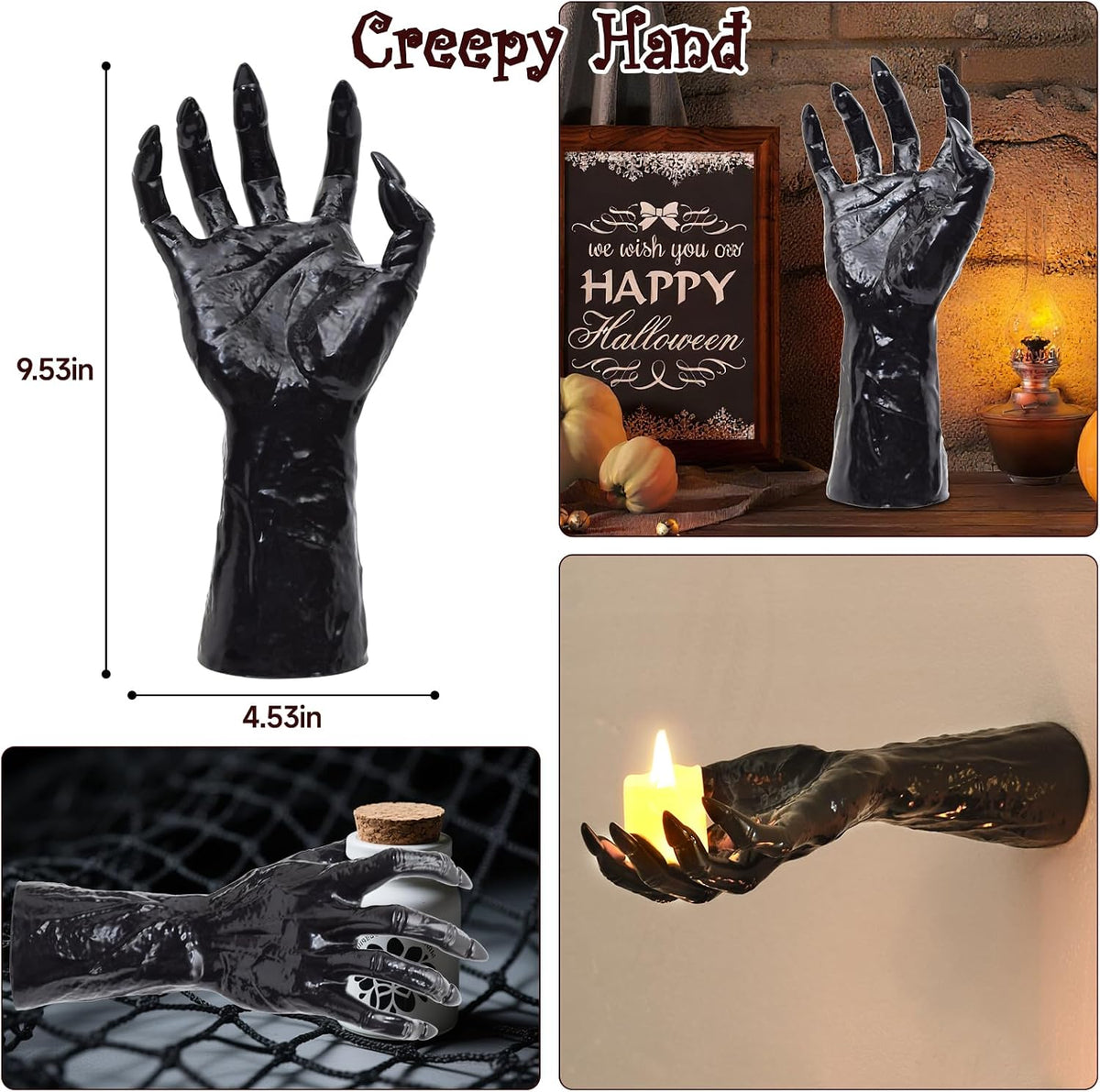 Halloween Decorations Indoor Gothic Decor: Pack of 3 Wall Mounted Hands