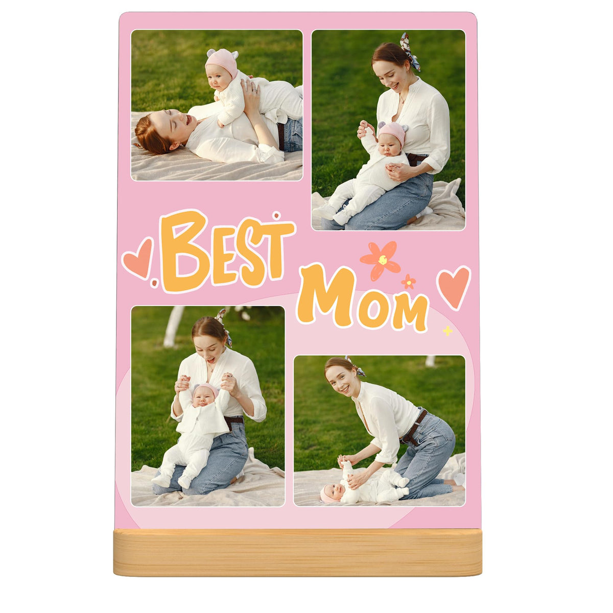 Custom Metal Photo Prints Customized photo gifts with Natural Bamboo Base