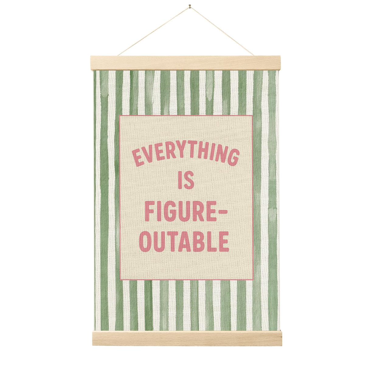 FGFK Everything Is Figureoutable Positive Affirmations Wall Art Poster Hanger Frame, Retro Pink and Green Inspirational Canvas Prints Framed Wall Decor for Office Classroom Home Bedroom, 12x16 Inch