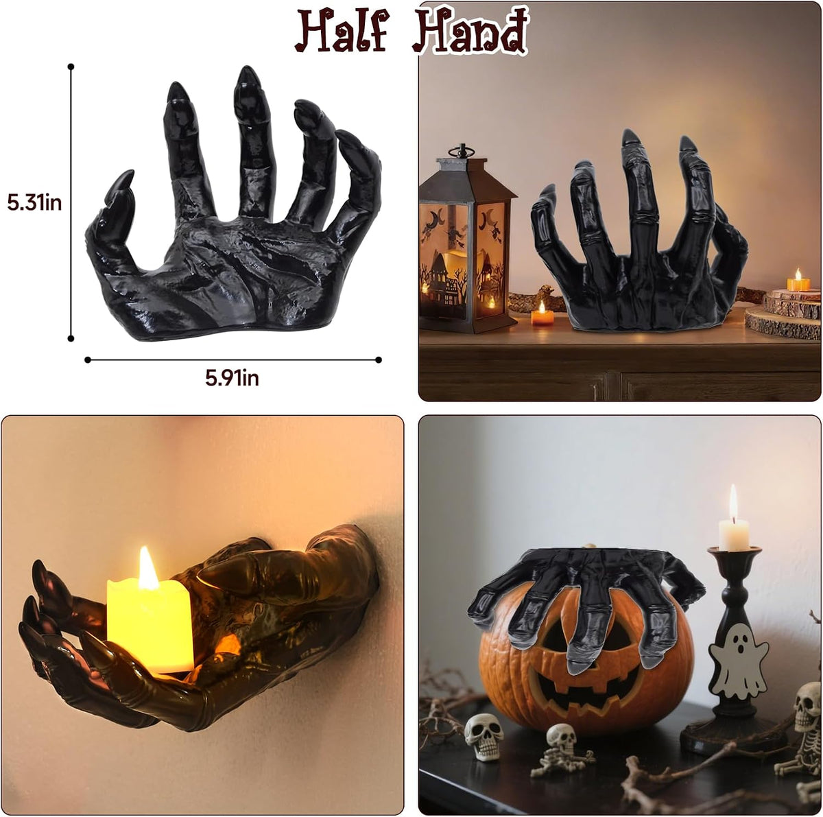 Halloween Decorations Indoor Gothic Decor: Pack of 3 Wall Mounted Hands