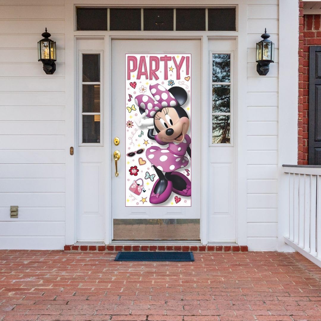AMSCAN Unique 79251 Disney Iconic Minnie Mouse Door Party Poster, 2.25' (27") x 5' (60") 1ct, Multicolor,Bedroom