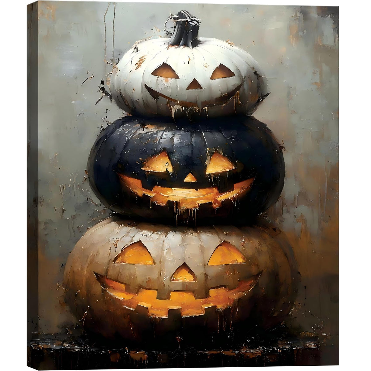 Framed Halloween Ghost Bathroom Canvas Wall Art 8x12 In, Funny Spooky Toilet Scene Canvas Prints Artwork, Dark Halloween Wall Decor Pictures for Office Home Decoration