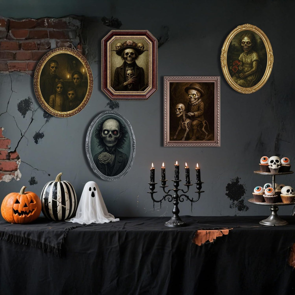 Halloween Decorations Indoor Scary, 3D Changing Face Moving Portraits 6Pack