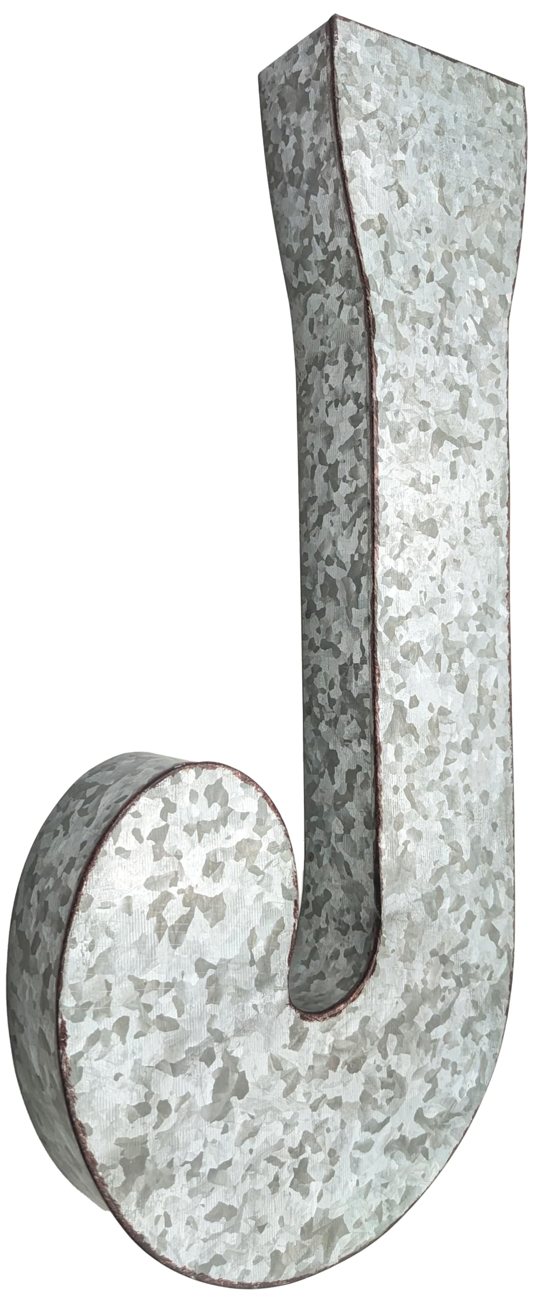 SciencePurchase 20" Metal Letter C Wall Decor, Silver with Rusted Edges, Galvanized Wall Mountable Decoration for Country, Mid-Century, or Farmhouse Themed Room or Event