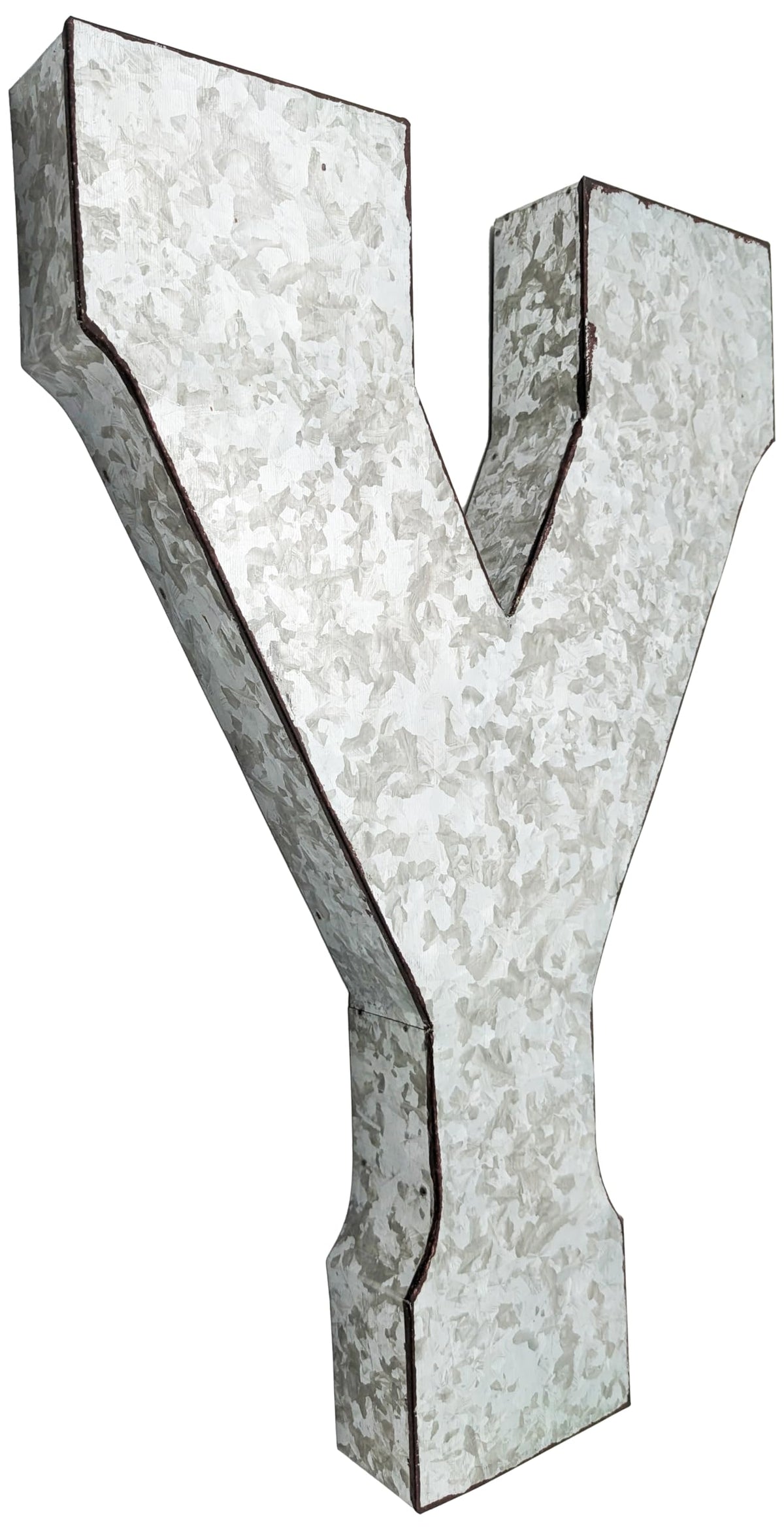 SciencePurchase 20" Metal Letter C Wall Decor, Silver with Rusted Edges, Galvanized Wall Mountable Decoration for Country, Mid-Century, or Farmhouse Themed Room or Event