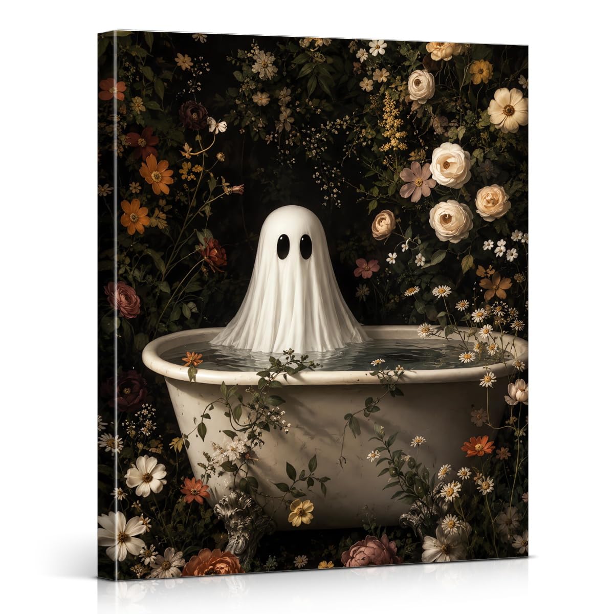 Funny Ghost Halloween Bathroom Wall Art Gothic Canvas Print Poster Framed