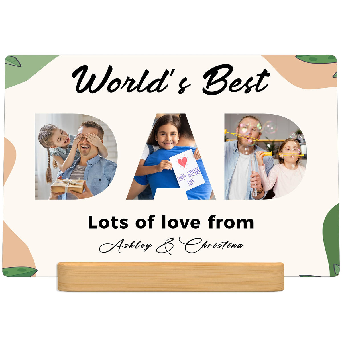 Custom Metal Photo Prints Customized photo gifts with Natural Bamboo Base
