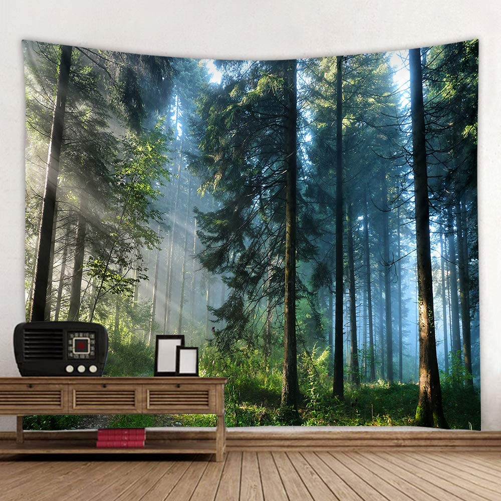 Llamazing Forest Tapestry Home Decor Landscape Living Room Bedroom Decoration Magic Tapestry Curtain (Looking Up at The Stars, 78''L×60''W)