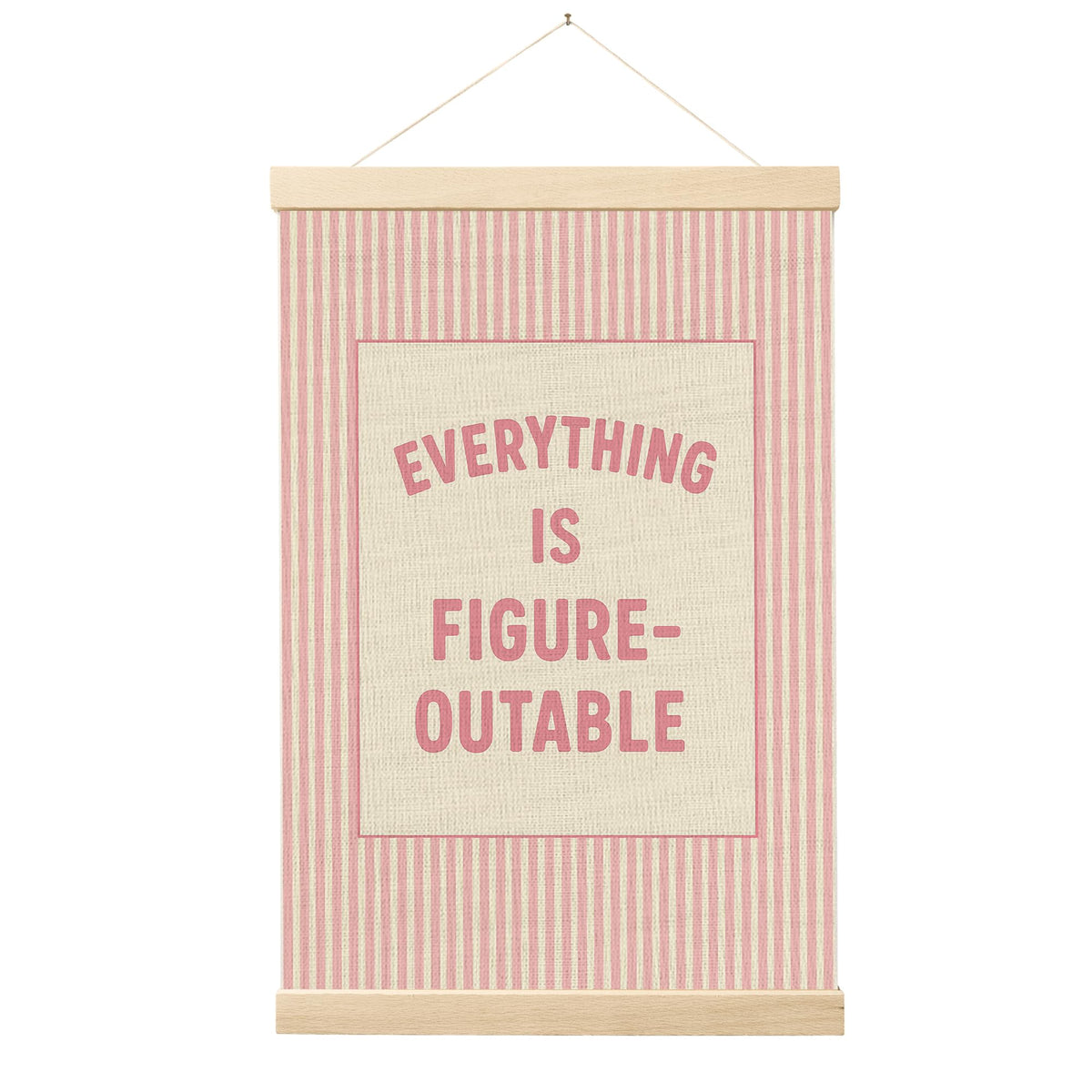 FGFK Everything Is Figureoutable Positive Affirmations Wall Art Poster Hanger Frame, Retro Pink and Green Inspirational Canvas Prints Framed Wall Decor for Office Classroom Home Bedroom, 12x16 Inch