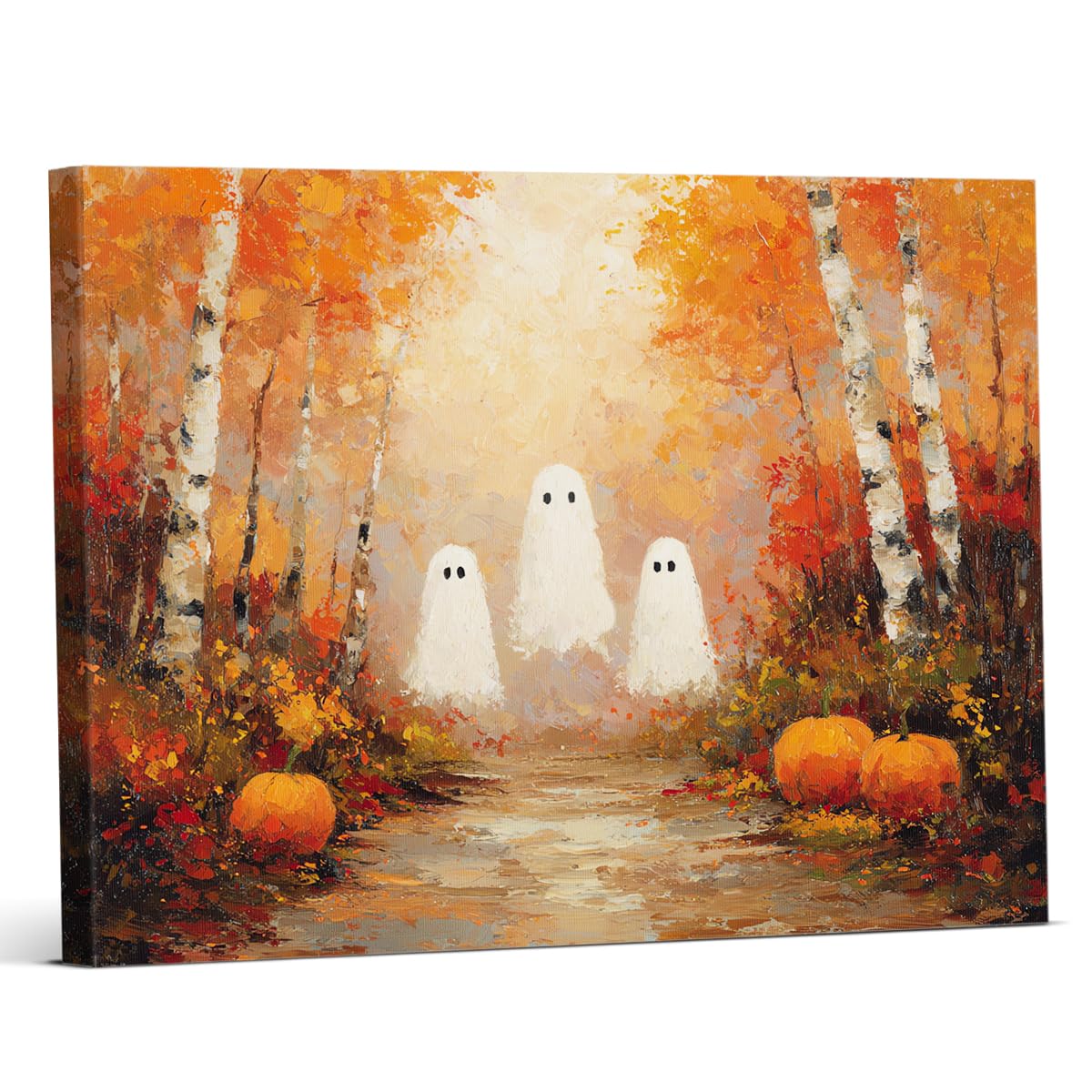 Funny Ghost Cat Halloween Bathroom Wall Art Ghost Are Canvas Print Framed
