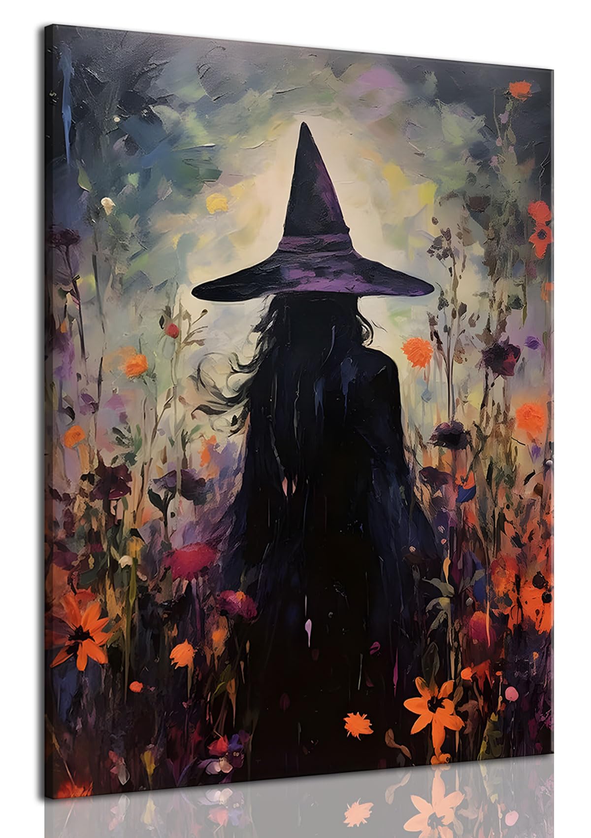 ILLBDR Halloween Three Witches Canvas Wall Art Poster 12x16 inch