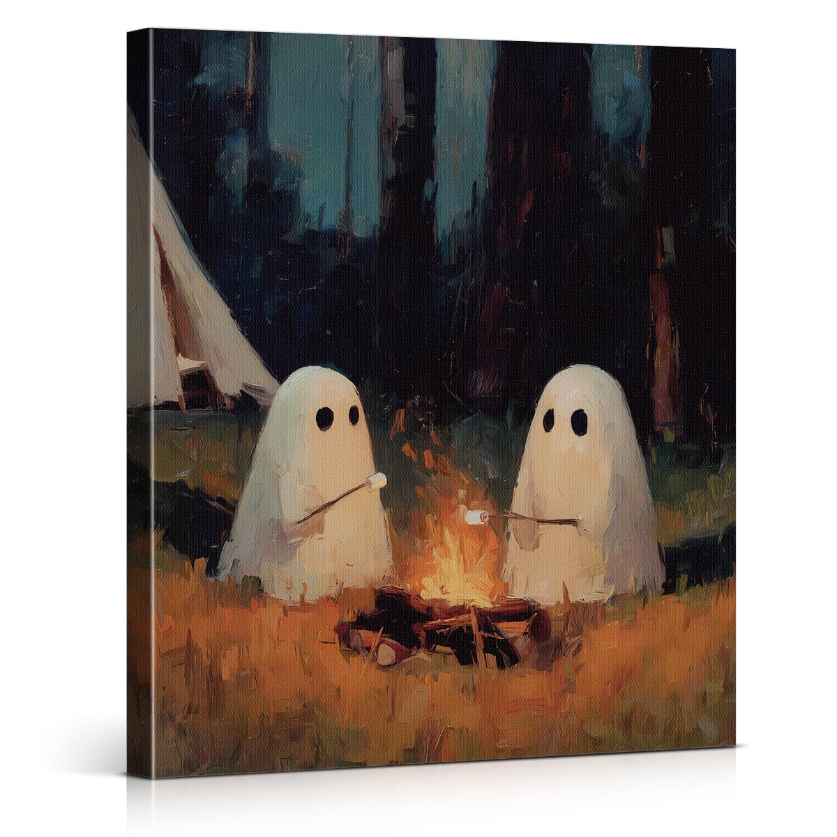 Funny Ghost Cat Halloween Bathroom Wall Art Ghost Are Canvas Print Framed