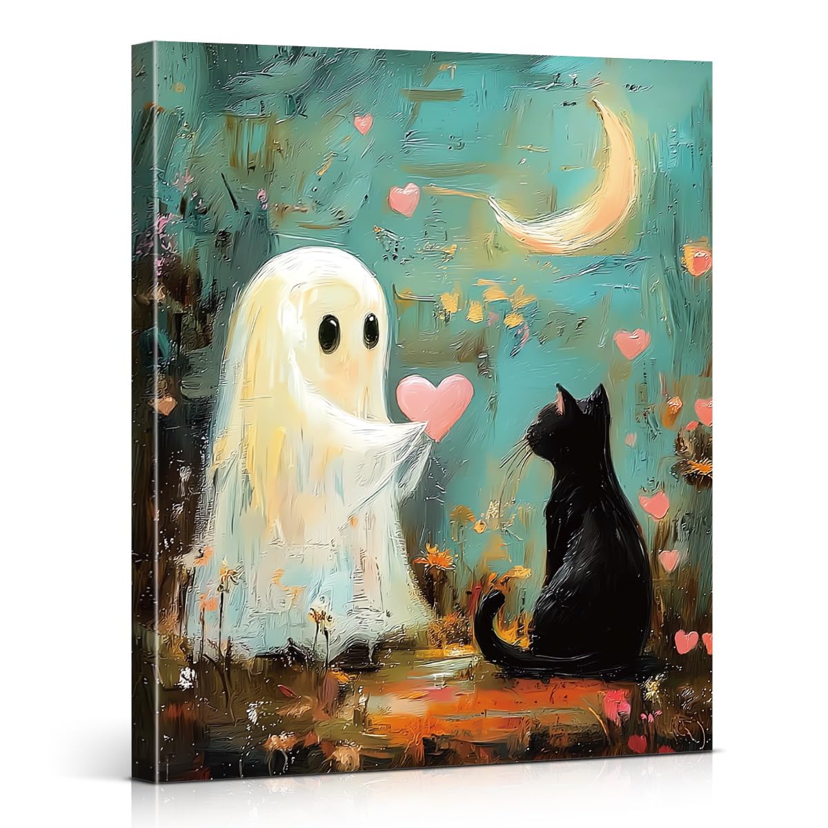 Funny Ghost Halloween Bathroom Wall Art Gothic Canvas Print Poster Framed