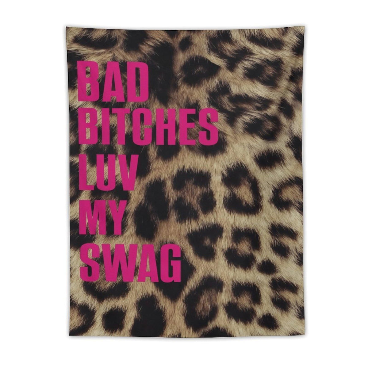 Gyvif Leopard Print Pink SWAG Slogan Wall Tapestry, Y2K Street Style Wall Hanging For Bedroom Dorm, Gift For Teens & Streetwear Lovers