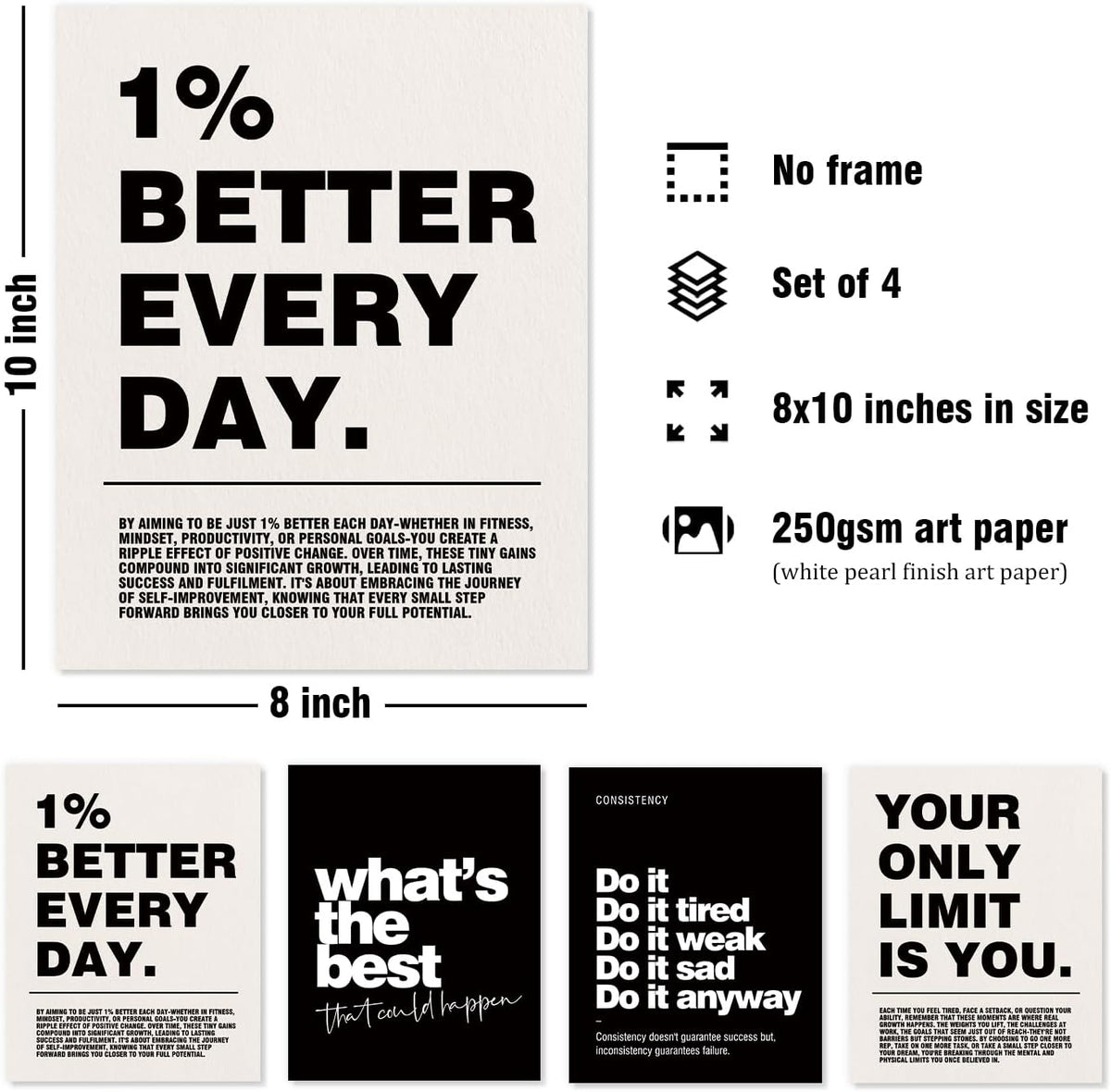 DSHFG Motivational Inspirational Office Wall Art Decor Prints Set of 4