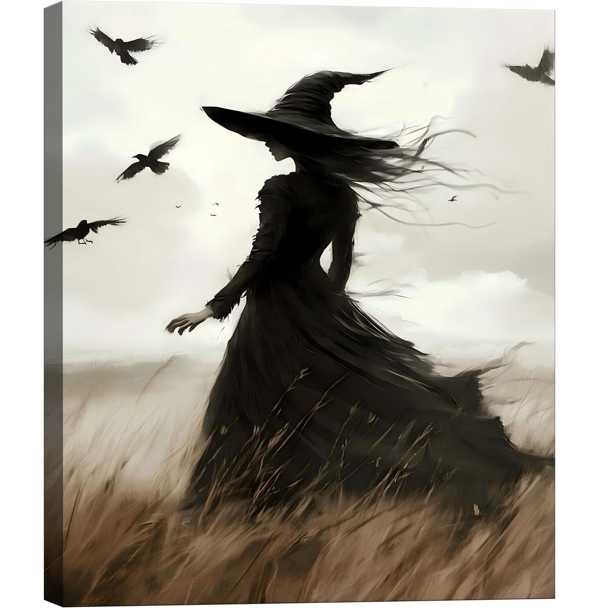 Framed Halloween Ghost Bathroom Canvas Wall Art 8x12 In, Funny Spooky Toilet Scene Canvas Prints Artwork, Dark Halloween Wall Decor Pictures for Office Home Decoration