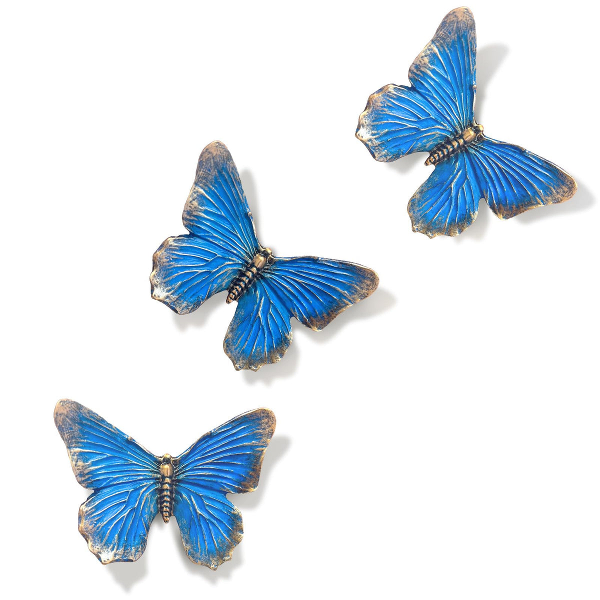 GUSFREUD 3D Butterfly Wall Decor Set – Resin Wall Decor for Living Room, Bedroom, Bathroom, Dining Room, Outdoor and Gallery Walls - Antique Copper - Set of 3