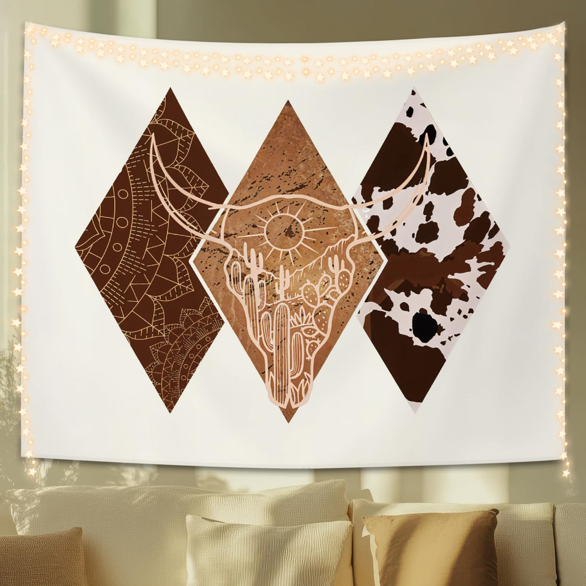 STHTTSW Wildflower Pink Bow Tapestry Aesthetic, Flower Tapestries Wall Blanket, Neutral Beige Botanical Wall Hanging Decor for Teen Girl Women Home Living Room Bedroom, 50x60 Inch
