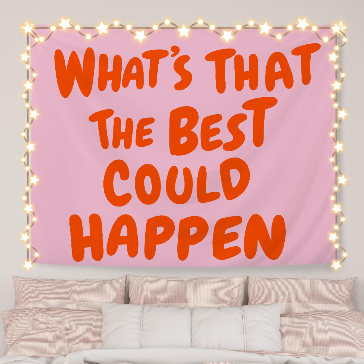 AQYIP What's the Best That Could Happen Inspirational Tapestry, Motivational Tapestry Decorative, Trendy Blue Positive Quote Wall Tapestries Blanket Decor for Home Office, 50x60 Inch