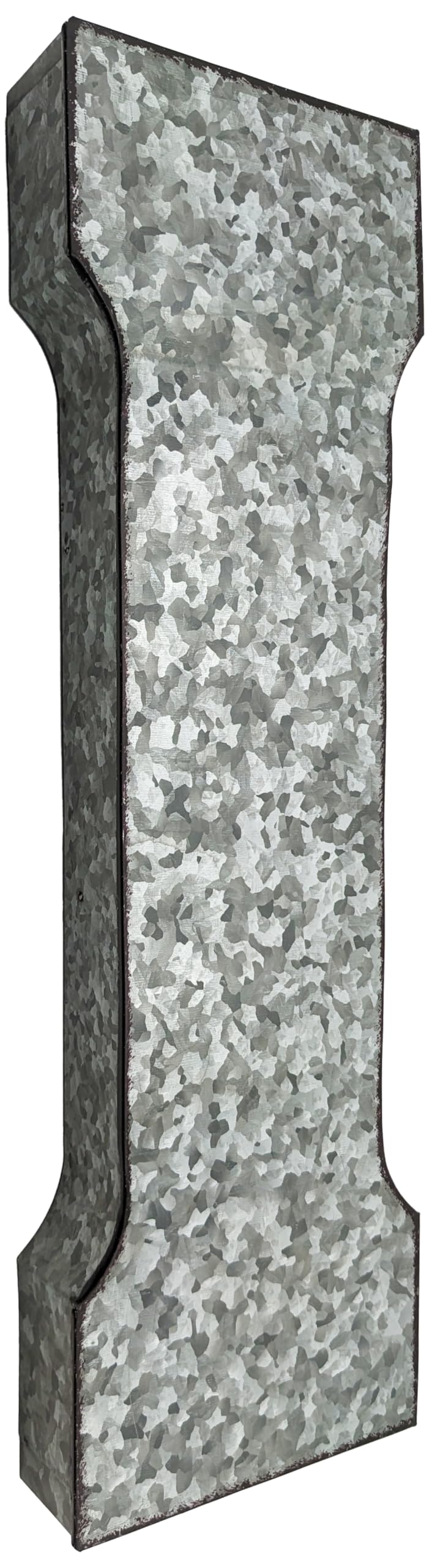 SciencePurchase 20" Metal Letter C Wall Decor, Silver with Rusted Edges, Galvanized Wall Mountable Decoration for Country, Mid-Century, or Farmhouse Themed Room or Event