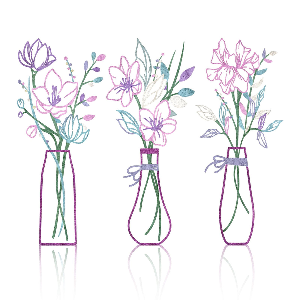3 Pieces Metal Flowers Wall Art for Bathroom (Multicolored)