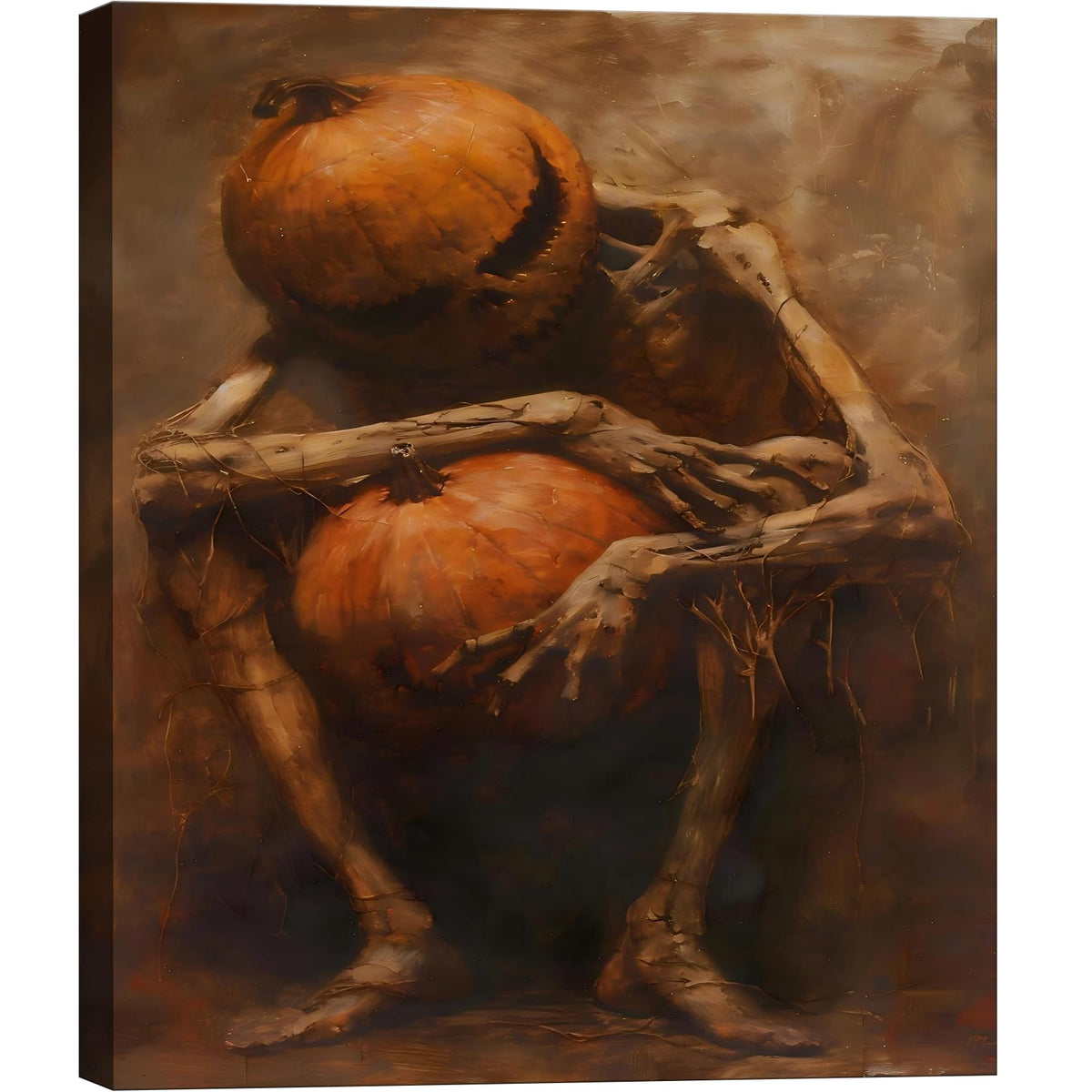 Framed Halloween Ghost Bathroom Canvas Wall Art 8x12 In, Funny Spooky Toilet Scene Canvas Prints Artwork, Dark Halloween Wall Decor Pictures for Office Home Decoration