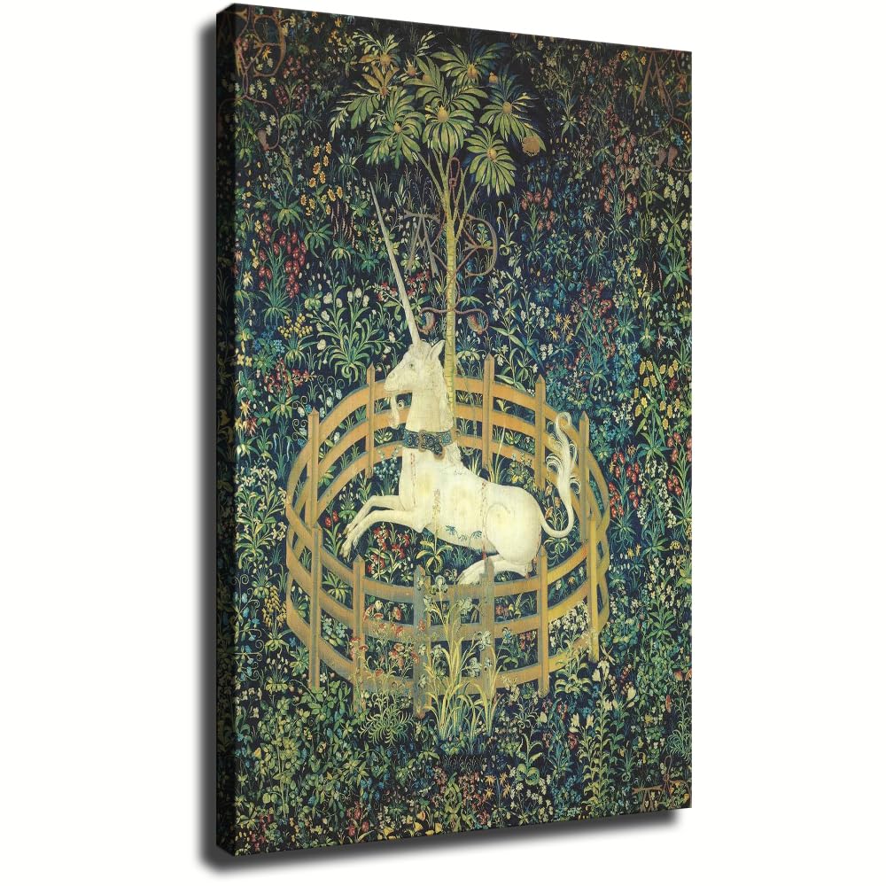 Medieval Tapestry Style Unicorn In Enclosed Garden (Unframed,20x30 inch)