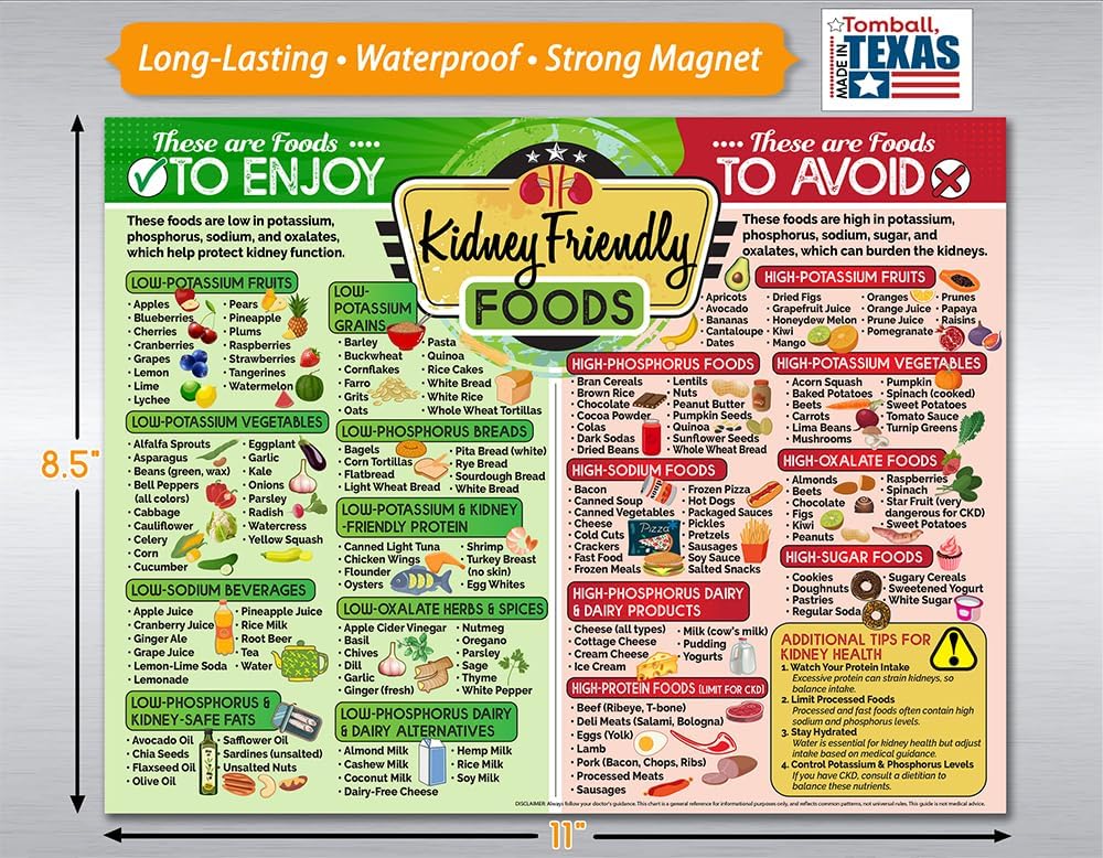 Kidney Friendly Food List Chart Magnet – Renal Diet & Kidney Disease