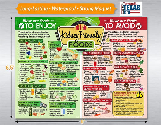 Kidney Friendly Food List Chart Magnet – Renal Diet & Kidney Disease