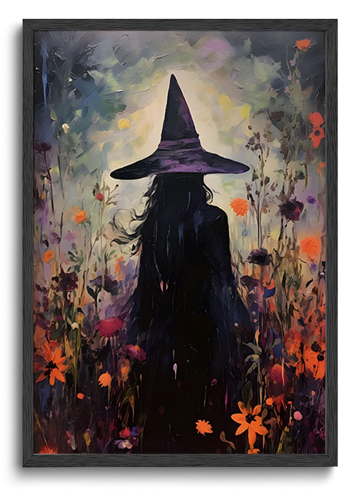 ILLBDR Halloween Three Witches Canvas Wall Art Poster 12x16 inch