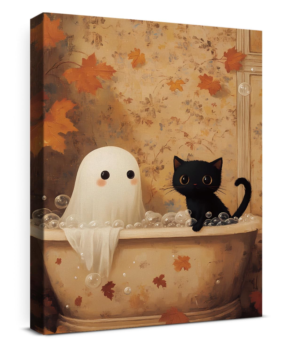 Funny Ghost Halloween Bathroom Wall Art Gothic Canvas Print Poster Framed