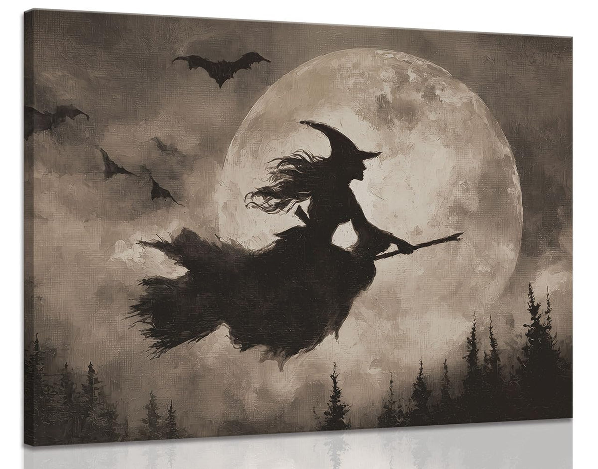 ILLBDR Halloween Three Witches Canvas Wall Art Poster 12x16 inch