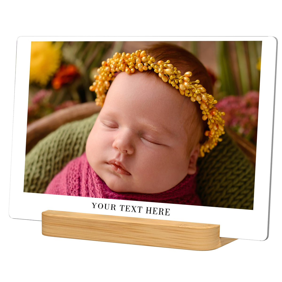 Custom Metal Photo Prints Customized photo gifts with Natural Bamboo Base