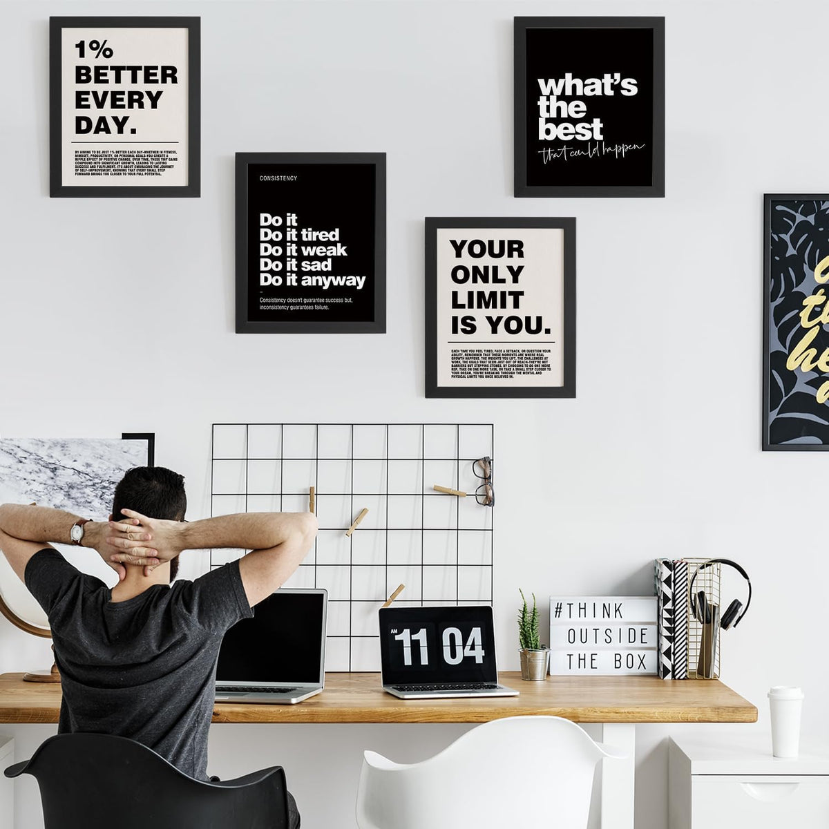 DSHFG Motivational Inspirational Office Wall Art Decor Prints Set of 4