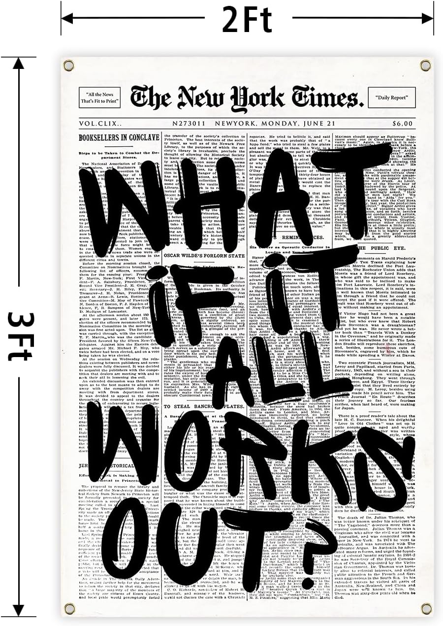 verrlia Retro Art What If It All Works Out Inspirational Tapestry 2x3 Feet Motivational Tapestry for Bedroom College Dorm Dorm Office Wall Decor