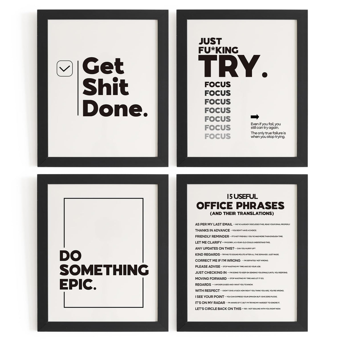 DSHFG Motivational Inspirational Office Wall Art Decor Prints Set of 4